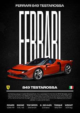 Ferrari 849 Testarossa Car Poster