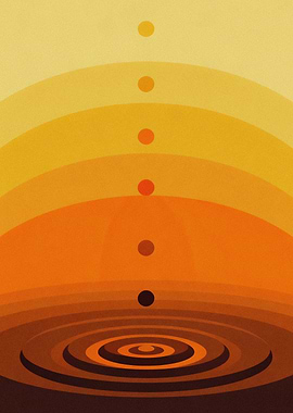 Abstract Minimalist Warm Sunset Art - Golden Zen Ripples