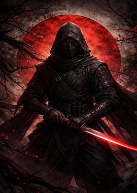 Hooded Ninja with Red Katana