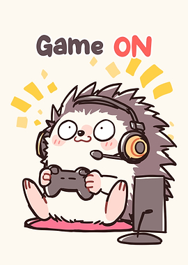 Game ON Hedgehog Gamer Illustration
