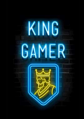 King Gamer Neon Sign on Brick