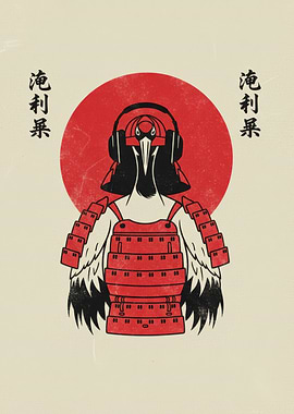 Crane Samurai with Headphones