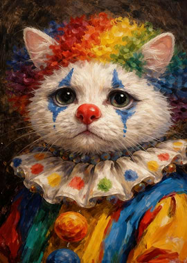 Sad Clown Cat Portrait