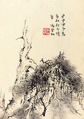 Chinese Trees Landscape Painting Wang Shimin
