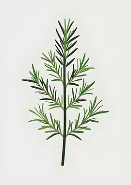 Green Rosemary Sprig Illustration