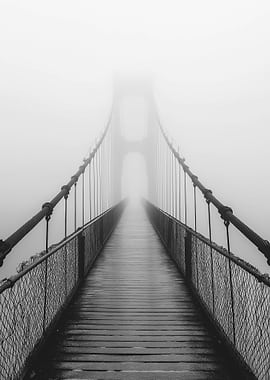 Foggy Bridge in Black and White