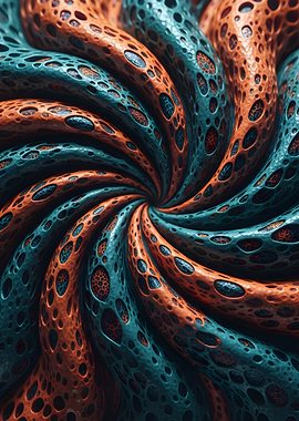 Abstract Swirl of Orange and Teal