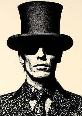 Man in Top Hat and Sunglasses