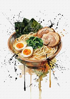 Watercolor Ramen Bowl