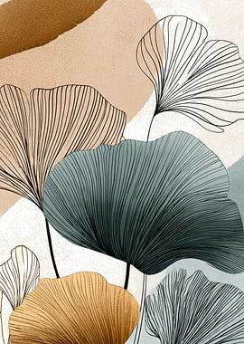 Abstract Floral Art with Line Details