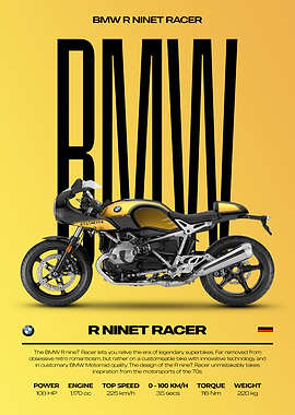 BMW R NineT Racer Motorcycle Poster