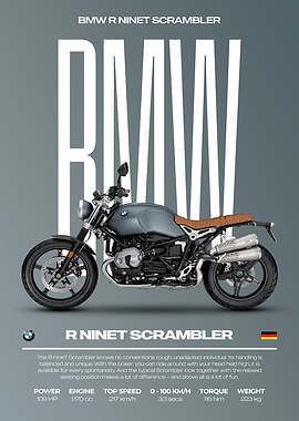 BMW R Ninet Scrambler Motorcycle Poster