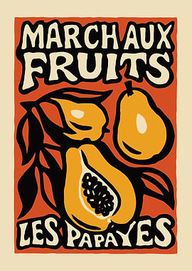 Marchaux Fruits Les Papayes Art Print