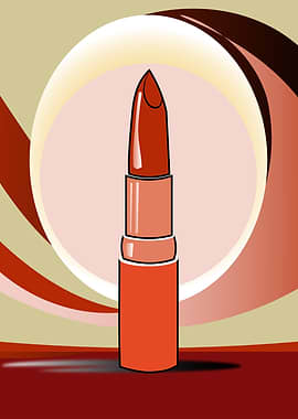 Red Lipstick Illustration with Abstract Background
