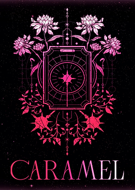 Floral Emblem with 'Caramel' Text