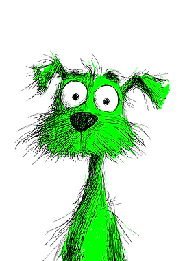 Green Dog Drawing Scribbles