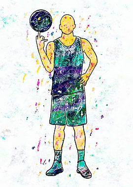 Basketball Player Colorful Digital Art