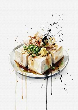 Watercolor Hiyayakko Japanese Food