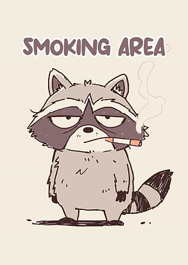 Smoking Raccoon Cartoon Illustration
