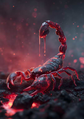 Fiery Scorpion on Volcanic Rock