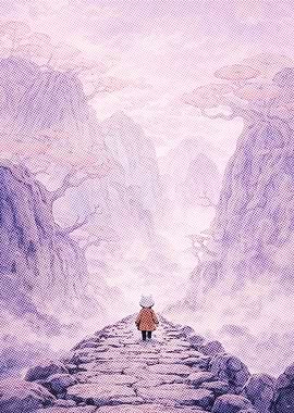 Lone Figure on Mountain Path