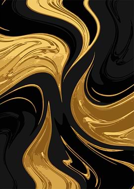 Abstract Gold and Black Swirls