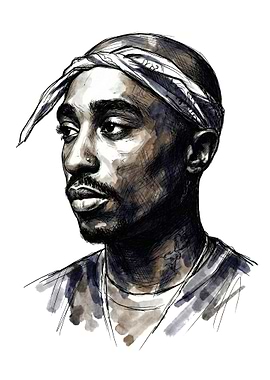 Tupac Shakur Portrait - Watercolor Style