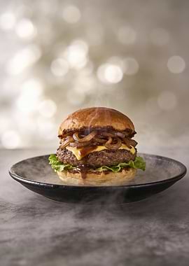 Gourmet Burger with Caramelized Onions