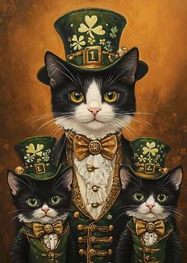 St. Patrick's Day Cats Portrait