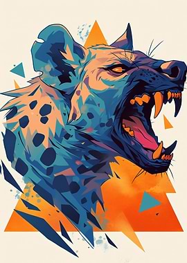Colorful Hyena Illustration with Geometric Shapes