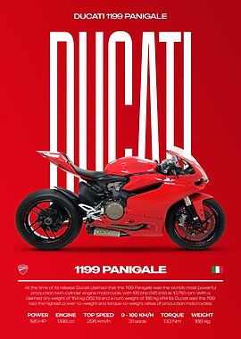 Ducati 1199 Panigale Red Motorcycle Poster