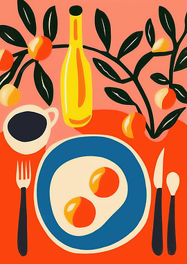 Breakfast Still Life with Eggs and Coffee