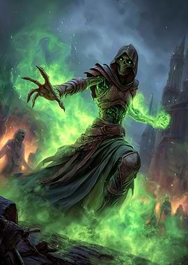 Undead Necromancer with Green Magic