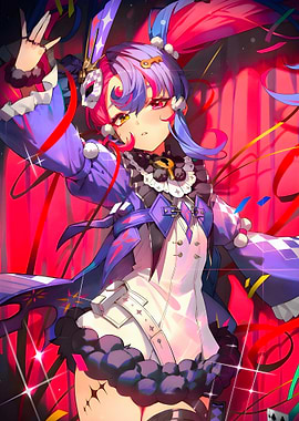 Anime Girl with Harlequin Outfit