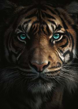 Intense Tiger with Blue Eyes