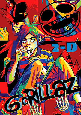 Gorillaz 2-D Colorful Pop Art