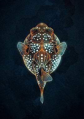 Abstract Fish Illustration on Dark Background