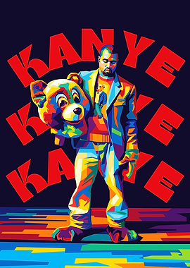Kanye West Colorful Pop Art Portrait
