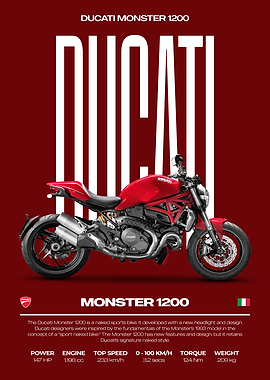 Ducati Monster 1200 Motorcycle Poster