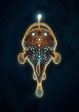 Anglerfish Illustration on Dark Background