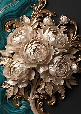 Floral arrangement with gold accents
