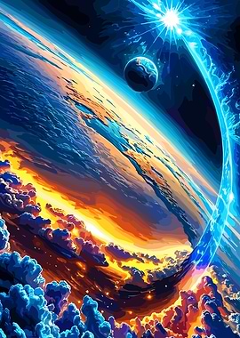 Vibrant Earth Orbit Digital Art