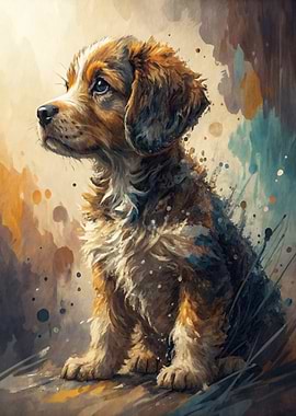 Watercolor Puppy Portrait