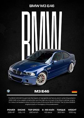 BMW M3 E46 Car Poster
