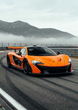 Orange McLaren P1 on Racetrack