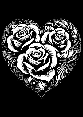 Floral Heart with Roses