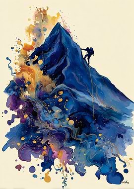 Abstract Fluid Ink Rock Climber – Dynamic Motion Art