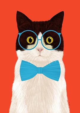 Cat with Glasses and Bowtie