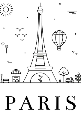 Paris Line Art Illustration