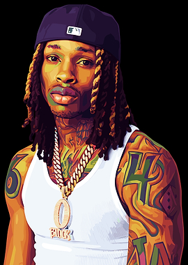 King Von Portrait with Tattoos and Jewelry